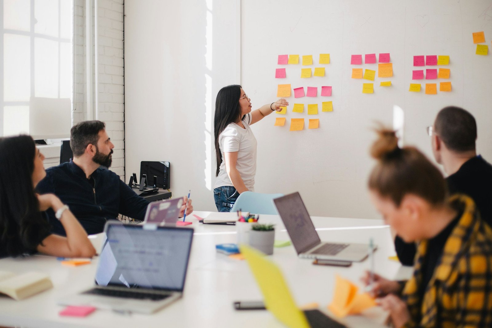 A high-performing professional team in a modern office